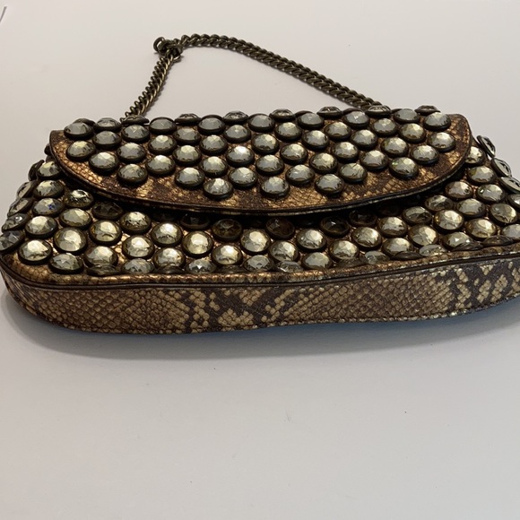 Betsey Johnson rhinestone clutch in gold gently used - Picture 9 of 9